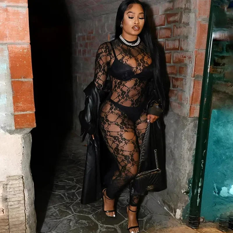 Midnight Lace Sheer Jumpsuit