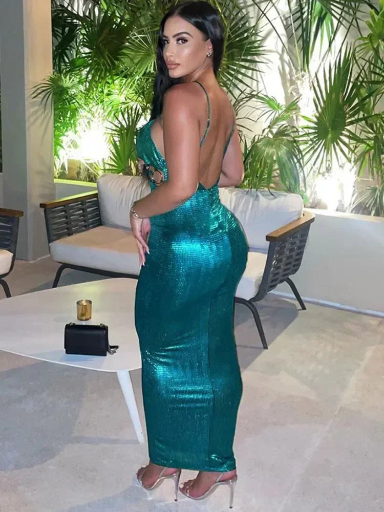 Enchanted Emerald Bodycon Maxi Dress