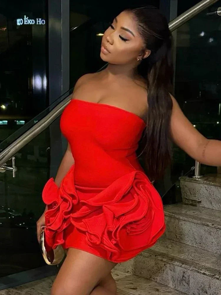 Scarlet Bloom Mini Dress