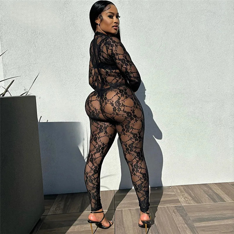 Midnight Lace Sheer Jumpsuit