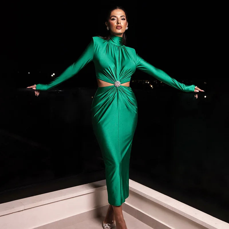 Emerald Royale Satin Gown