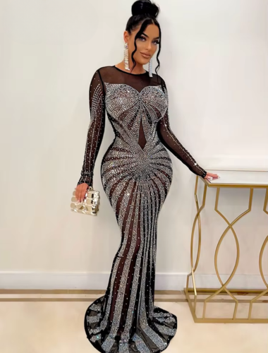 Ethereal Crystal Mermaid Gown