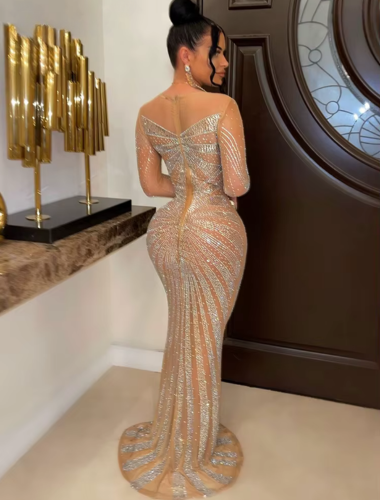 Ethereal Crystal Mermaid Gown