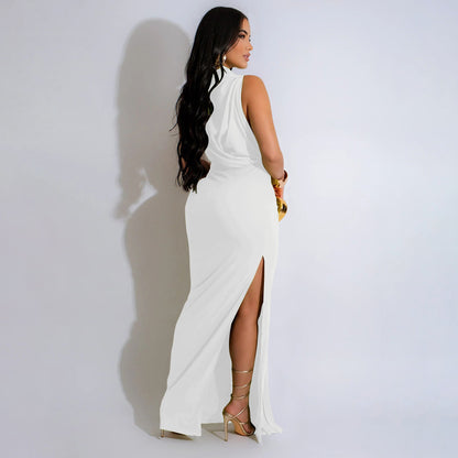 Serpentine Elegance Ruched Maxi Dress