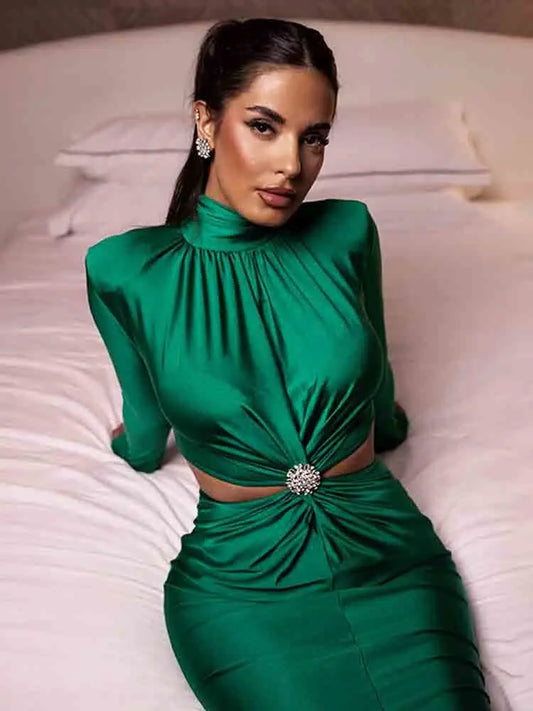 Emerald Royale Satin Gown