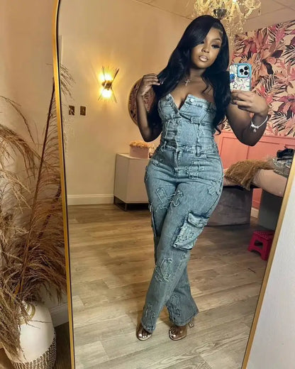 Denim Diva Cargo Jumpsuit