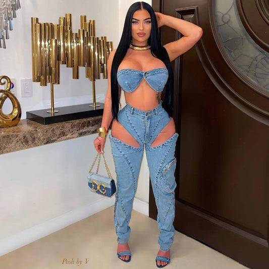 Rebel Cutout Denim Set