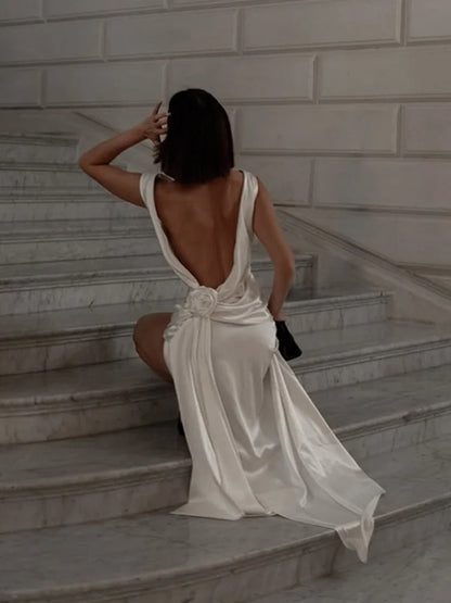 Ethereal Grace Draped Maxi Gown