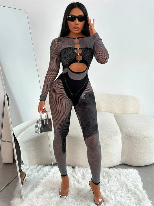 Seductive Silhouette Rhinestone Jumpsuit