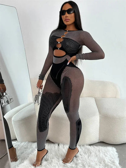 Seductive Silhouette Rhinestone Jumpsuit
