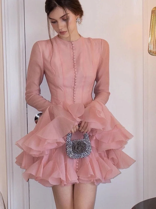 Blush Elegance Ruffle Mini Dress