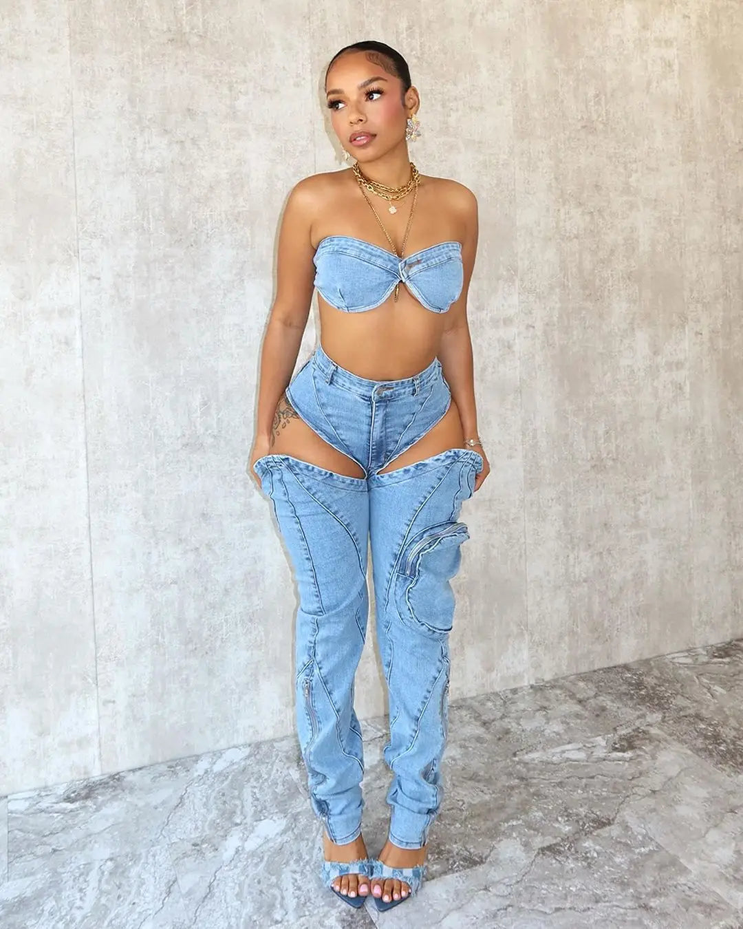 Rebel Cutout Denim Set