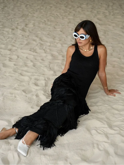 Midnight Fringe Luxe Dress