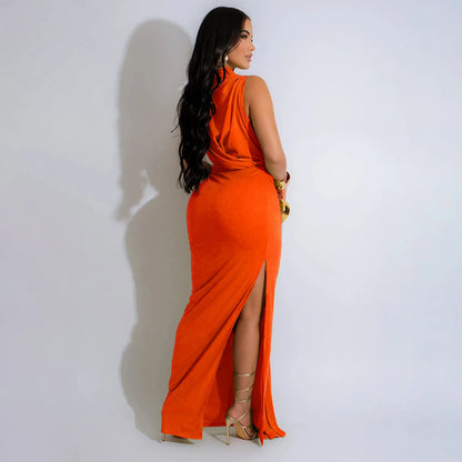 Serpentine Elegance Ruched Maxi Dress