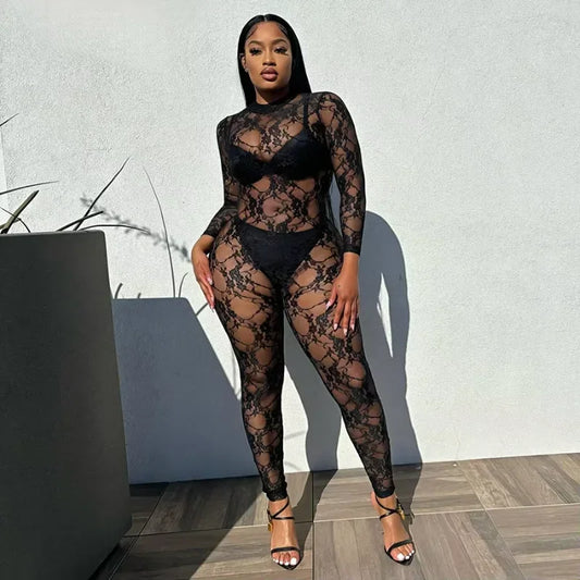 Midnight Lace Sheer Jumpsuit