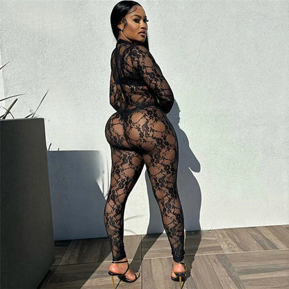 Midnight Lace Sheer Jumpsuit