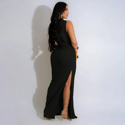 Serpentine Elegance Ruched Maxi Dress