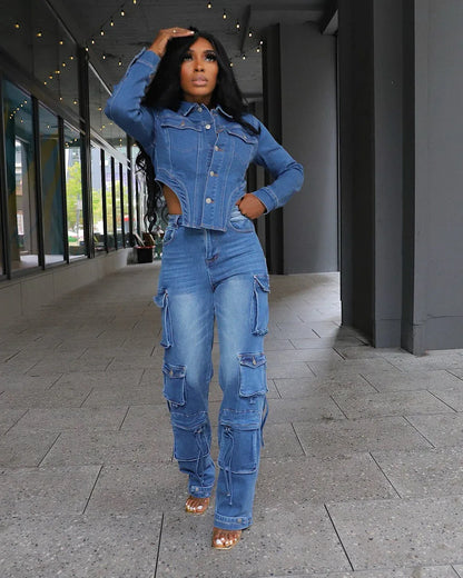 Urban Luxe Cargo Denim Set