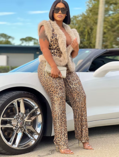 Wild Luxe Leopard Faux Fur Two-Piece Set