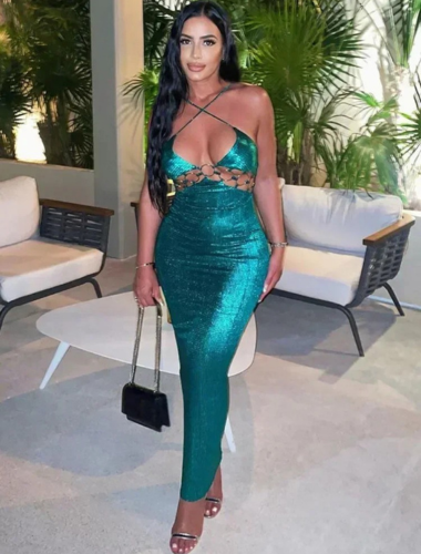 Enchanted Emerald Bodycon Maxi Dress