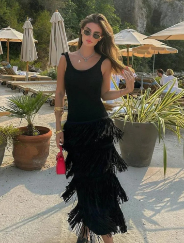 Midnight Fringe Luxe Dress