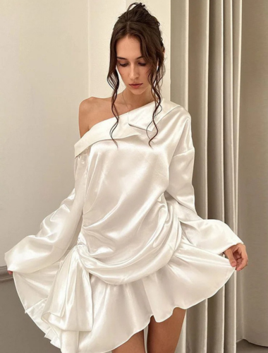 Luxe Satin Off-Shoulder Dress