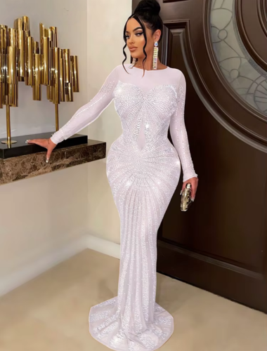 Ethereal Crystal Mermaid Gown